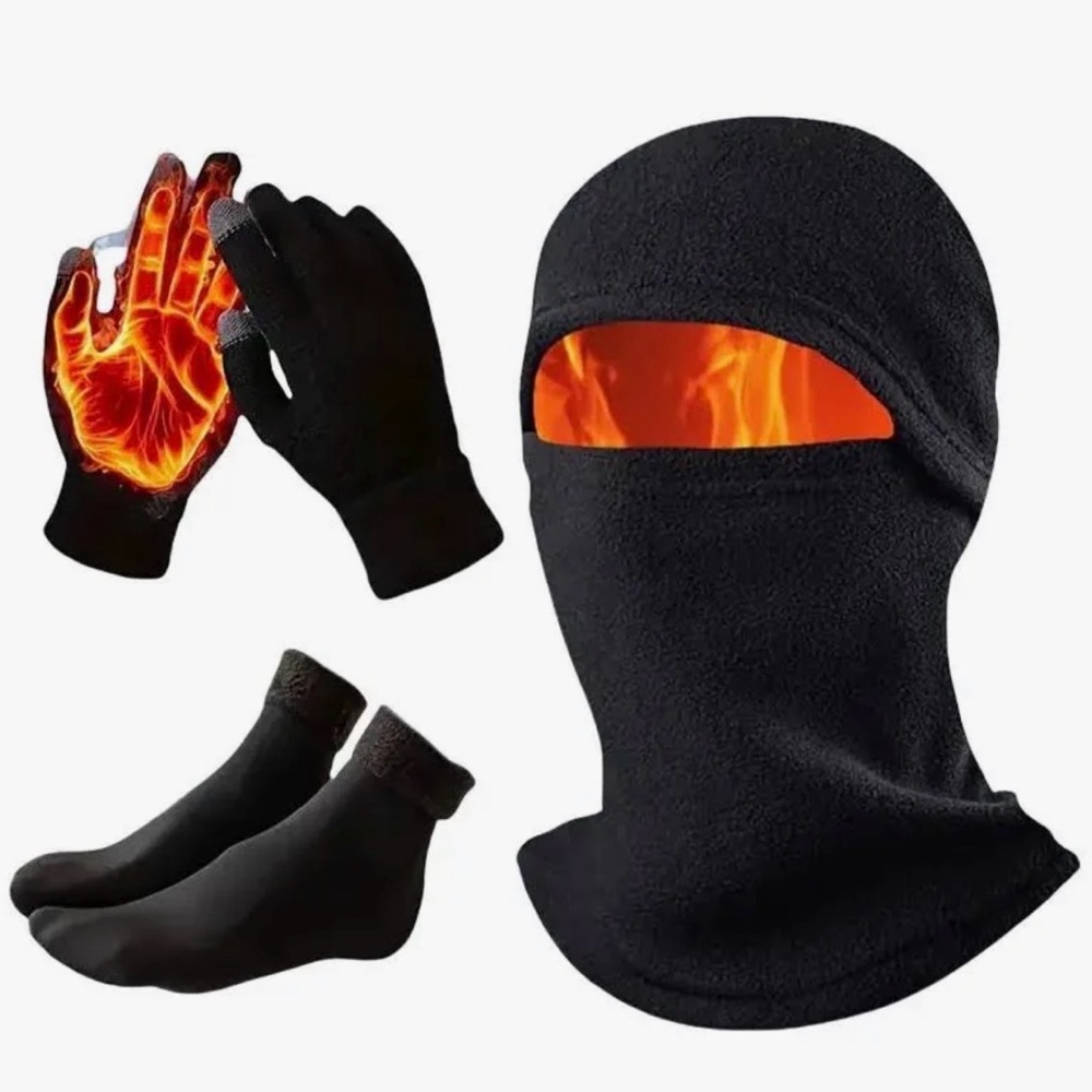 Black Thermal Balaclava Set with Gloves & Socks